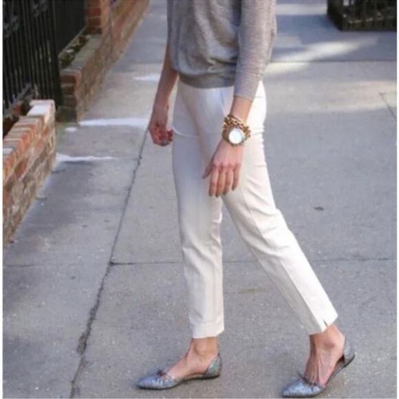 J. Crew Martie Pant in Bi-Stretch Cotton Ivory Size 8